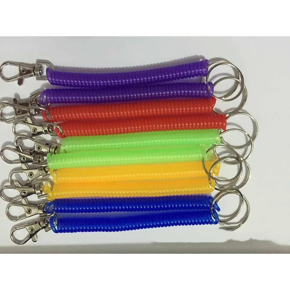 

Spring Keychain Key Holder Sprial Keyring Ring Tag Clip Neon Keychains Lanyard Chains Rings