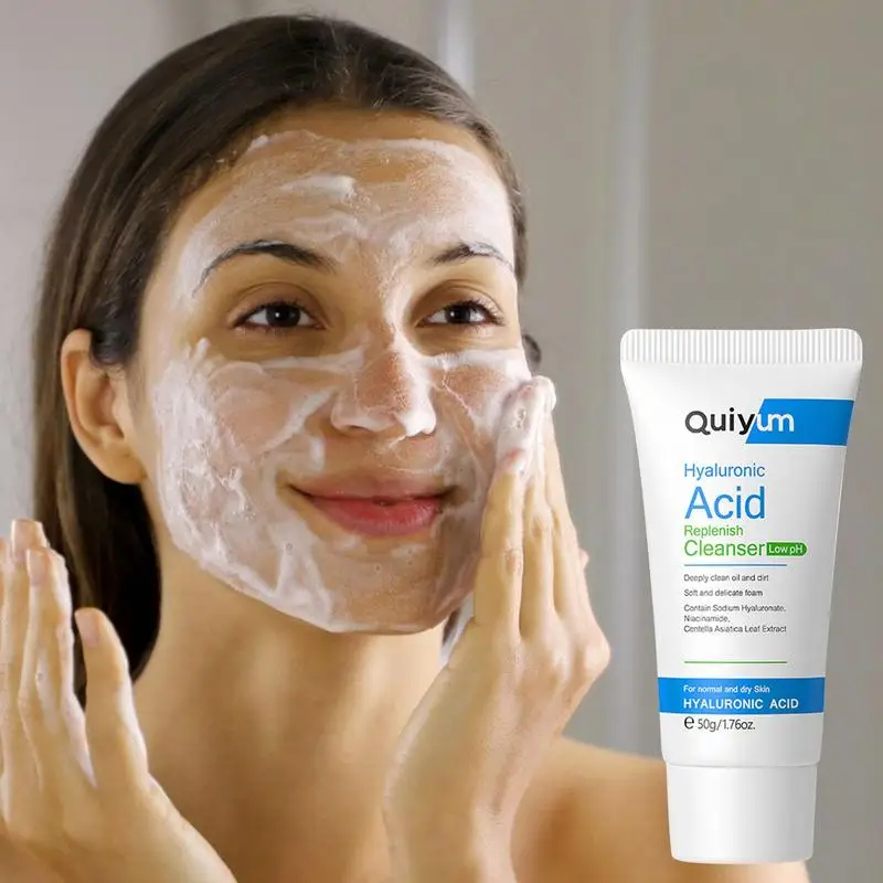 

50g Facial Cleanser Foaming Moisturizing Deep Cleaning Face Wash Remove Dark Spot Shrink Pores Hyaluronic Acid Facial Cleanser