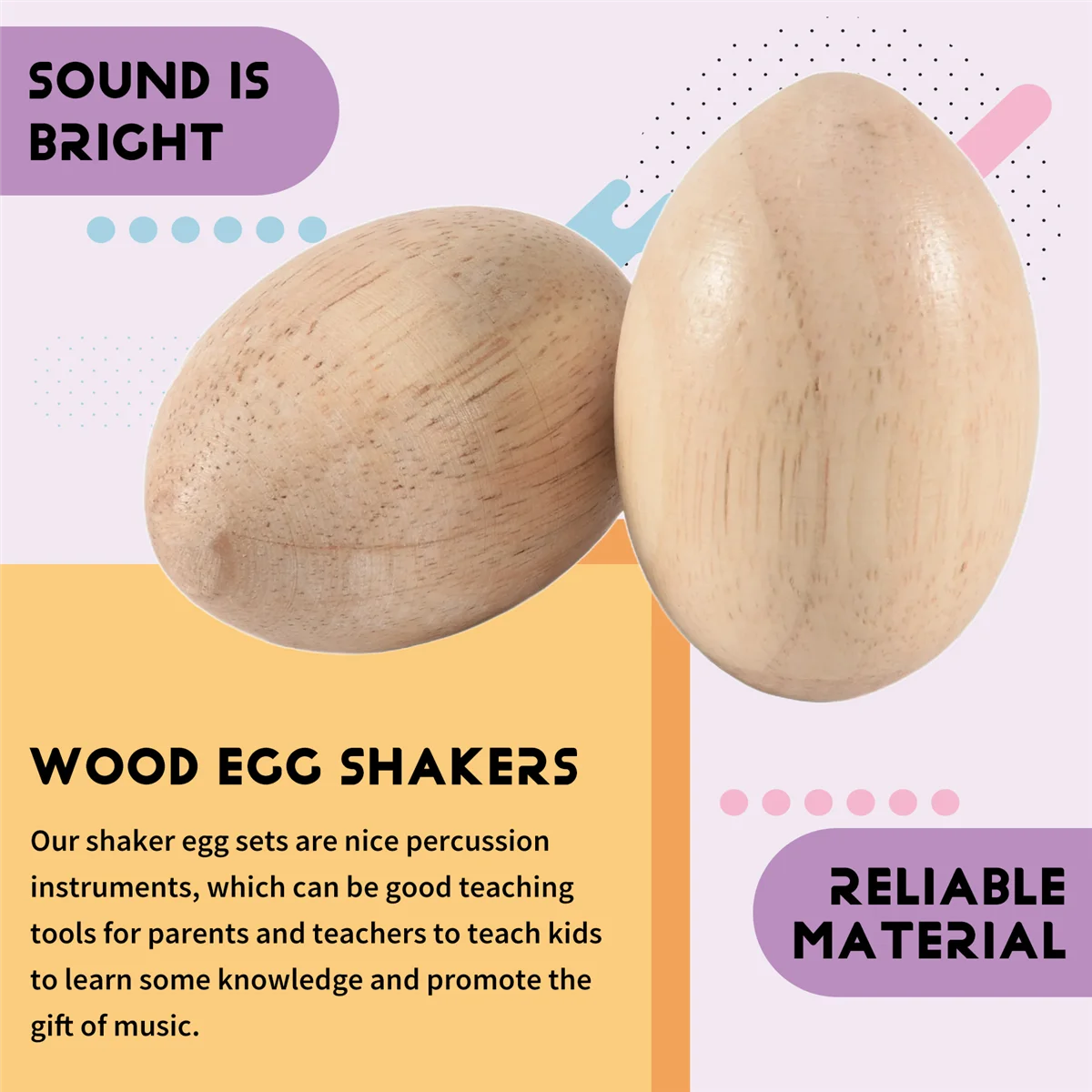 Набор музыкальных ударных инструментов ритм-палочки + деревянные шейкеры для яиц