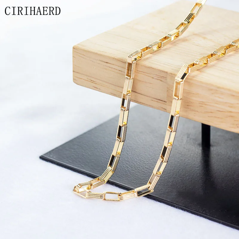 

Wholesale 2 Types Fashion Chain 14k Gold Plated Square Chain Handmade Jewelry Accessories Supplies Findings Brass Metal Chains