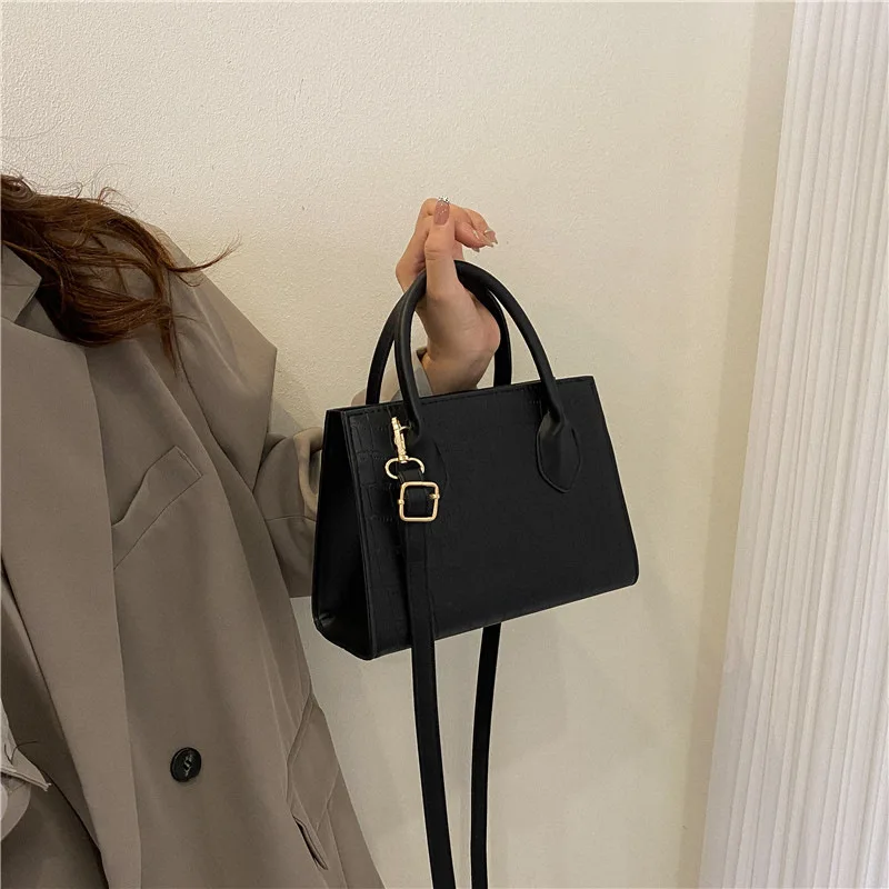 2023 New Vintage Texture Simple Women's Bag with Western Stone Pattern Crossbody Bag ins Small Square Bag Fashion Handbag