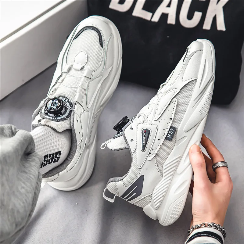 

Xiangmeihui Men's shoes New Fashion Running Sneaker Casual Teenagers Versatile High-end Rotary button Beginners Thick sole