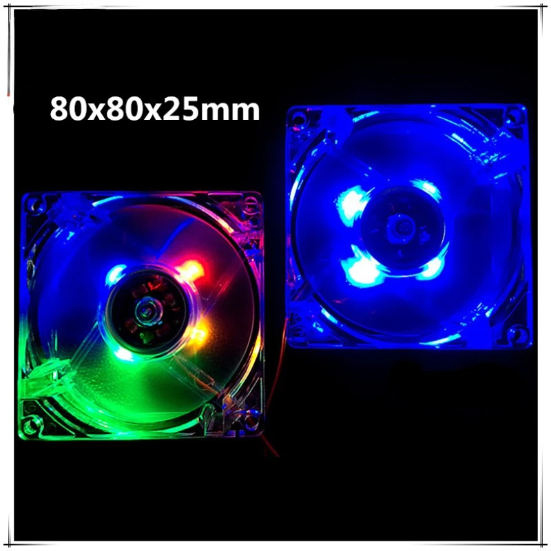 

New 8025 80MM 80x80x25mm Led Cooling Fan with Multicolor and Blue Computer Case Fan with 3PIN 4D Connector