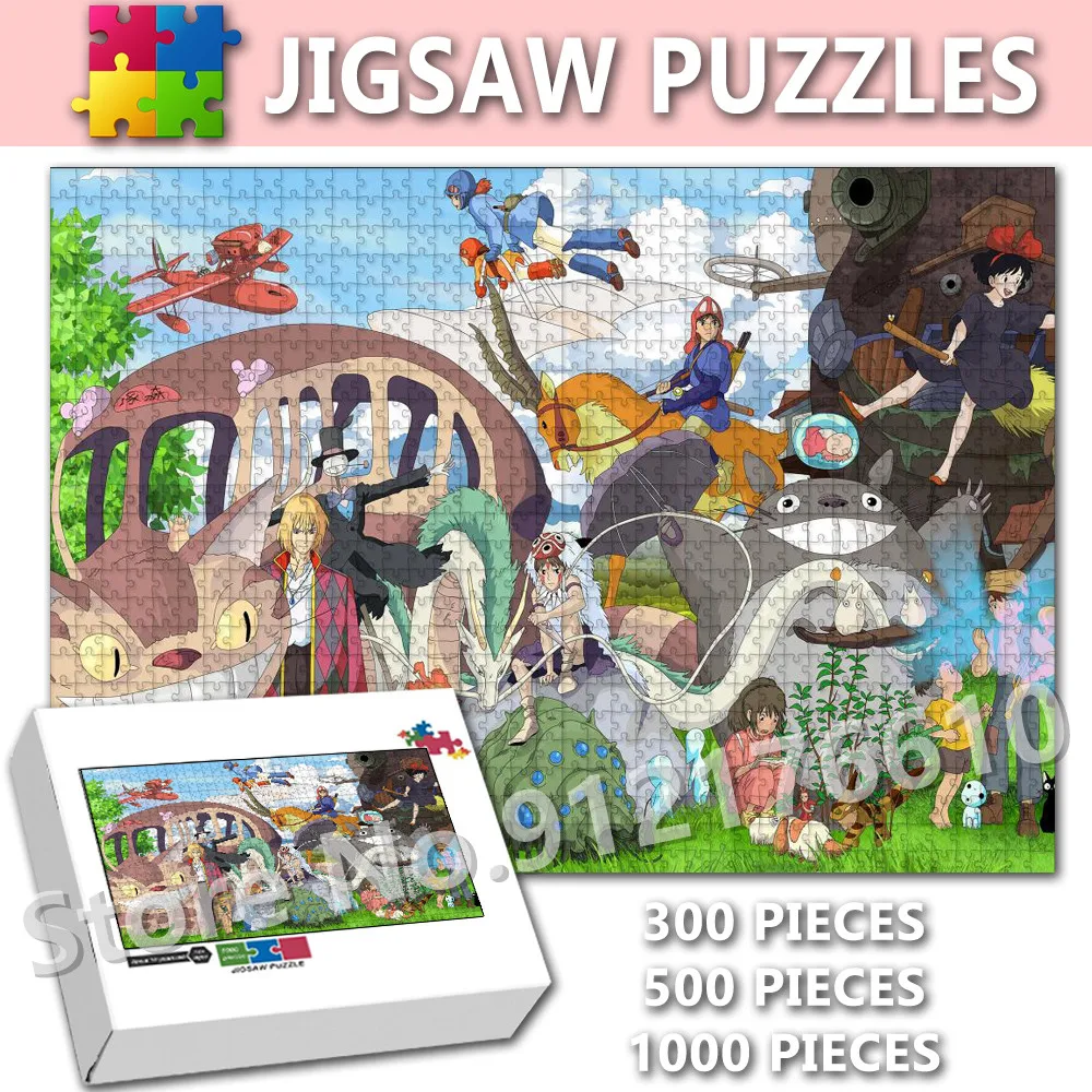 

My Neighbor Totoro 1000 Pieces Wooden Puzzle Hayao Miyazaki Cartoon Anime Jigsaw for Adults Kids Children Educational Toys Gifts