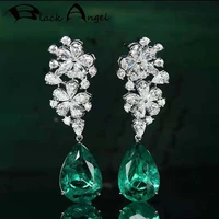 black angel tiktok europe united states fashion personality water drop pear shaped earrings for women long emerald ear studs