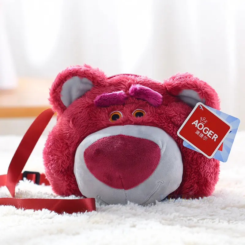 

Lotso Plush Backpacks Small Satchel Genuine Plush Doll Toy Story Series Head Crossbody Bag Strawberry Bear Anime Plush