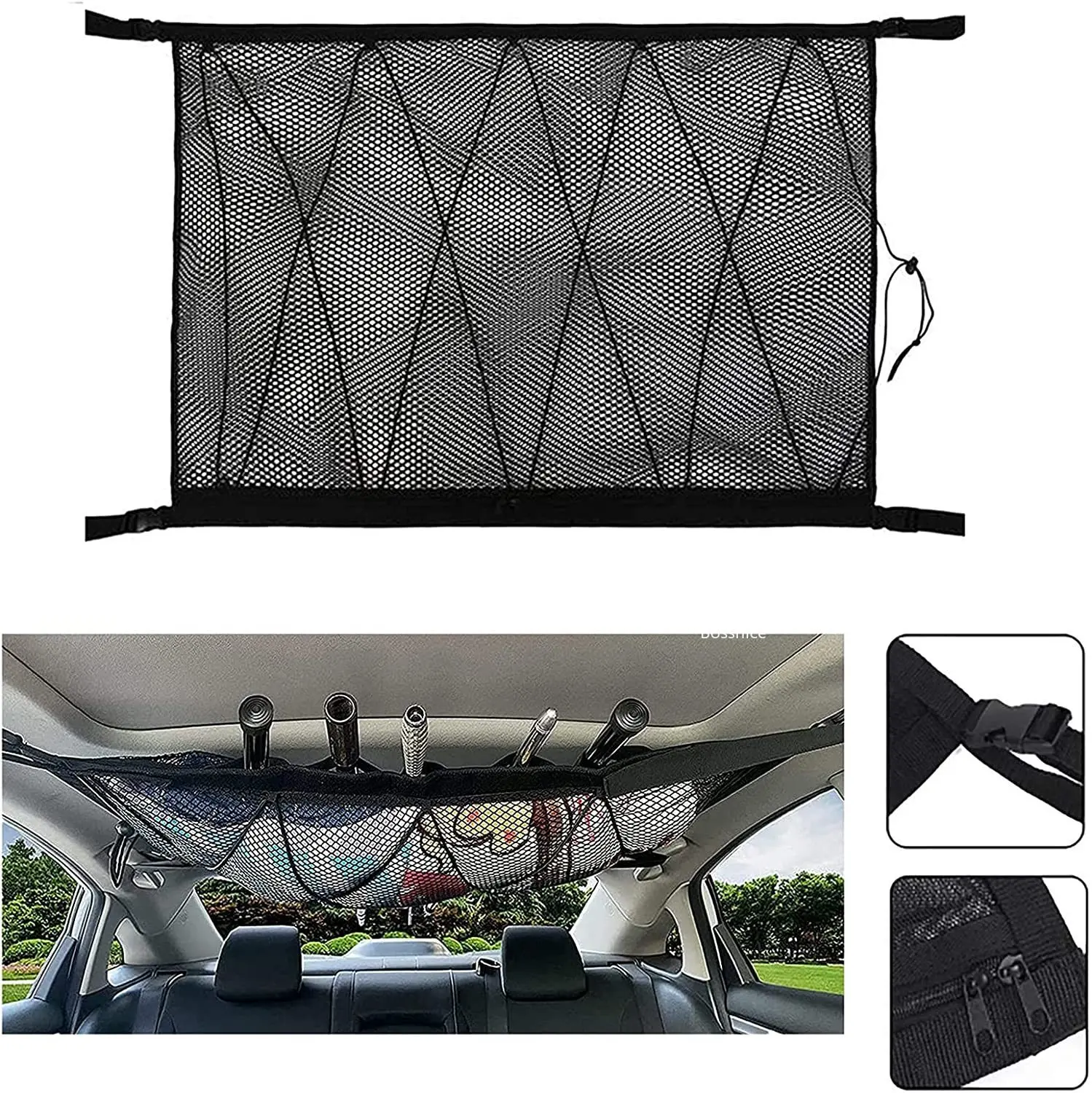 

Подвесная сумка для хранения в автомобиле, регулируемая двухслойная сетка на молнии, для хранения в салоне автомобиля, аксессуары для хране...