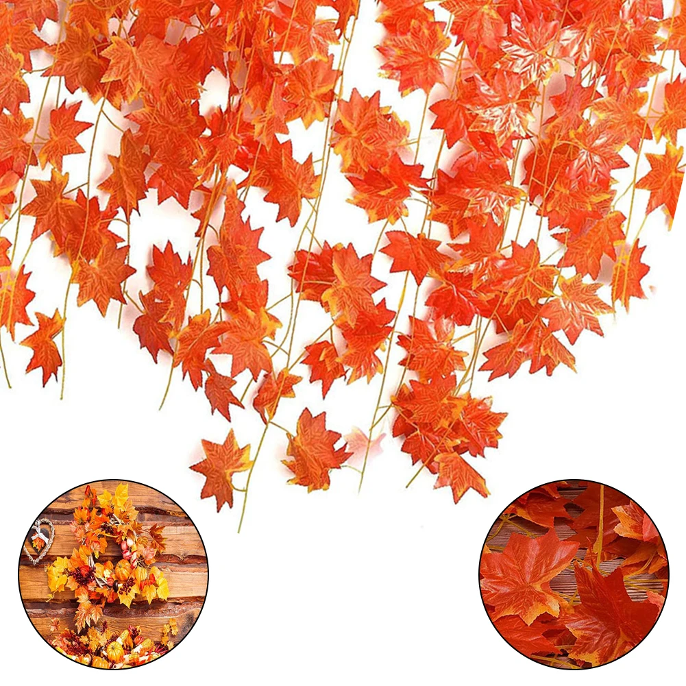 

1 String Home Decorations Artificial Maple Rattan Leaves 2.4M Artificial Maple Rattan Maple Rattan Ornament Plastic Silk Cloth