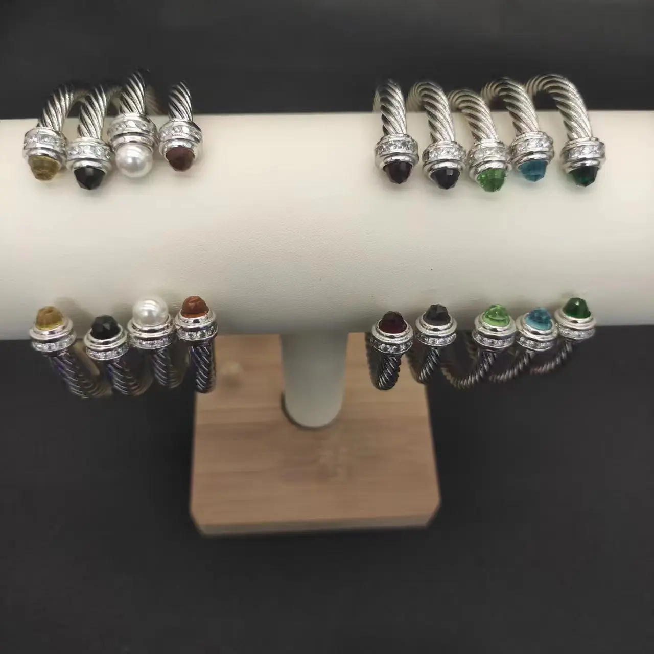 David Yurman 5MM Cable Classics Bracelet in Sterling Silver With Amethyst and Pave Diamonds at Ahee Jewelers