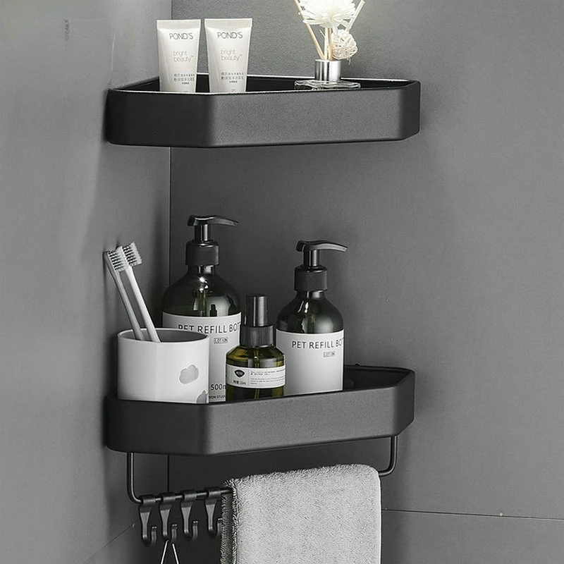 

Bathroom Shelf Corner Space Aluminum Bathroom Triangle Basket Shower Room Storage Rack Wall Mounted Black/White/Matte