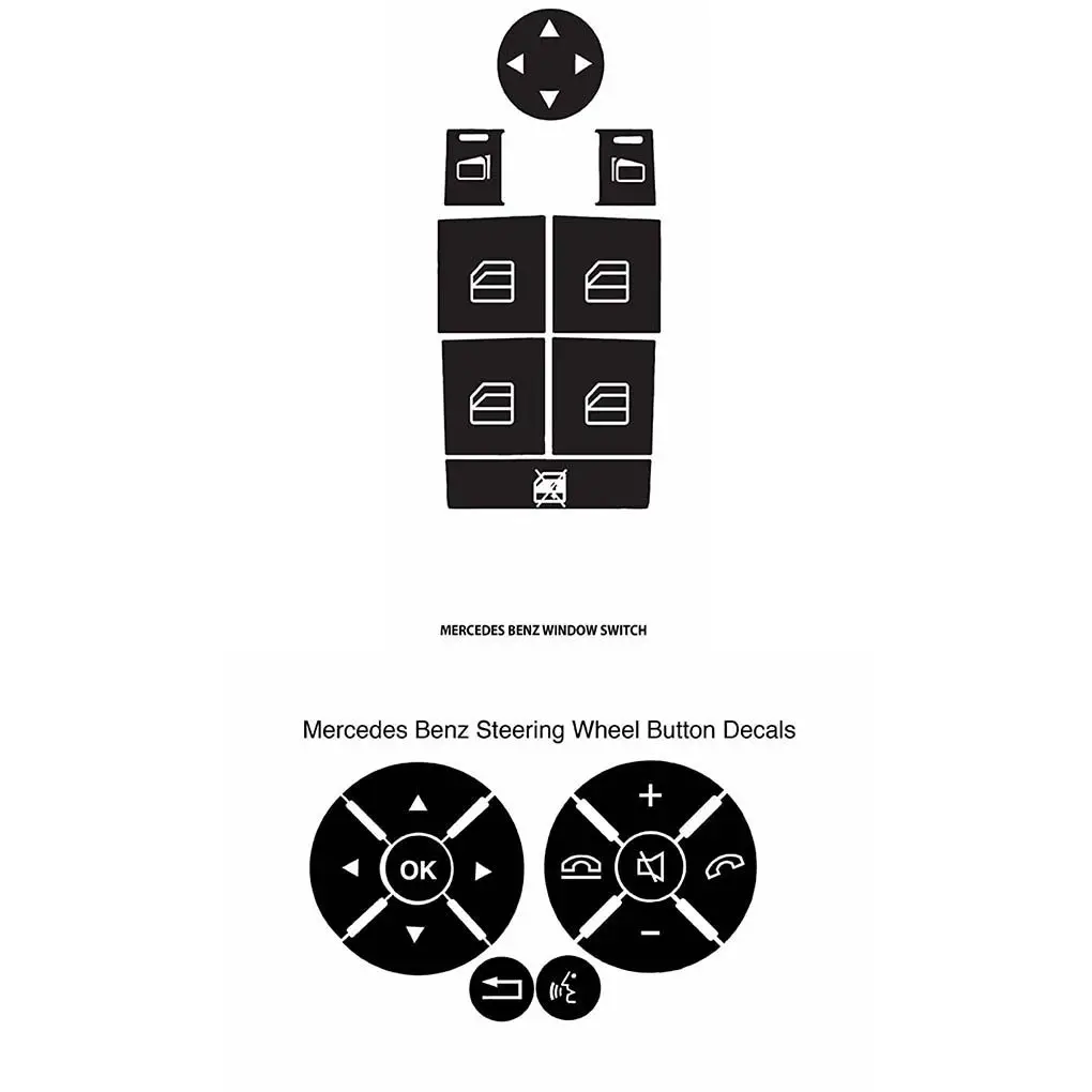 

Reuseable Car Auto Window Control and Radio Buttons Cover Trim Sticker Kit for Mercedes-Benz W204 C250 C300 C350