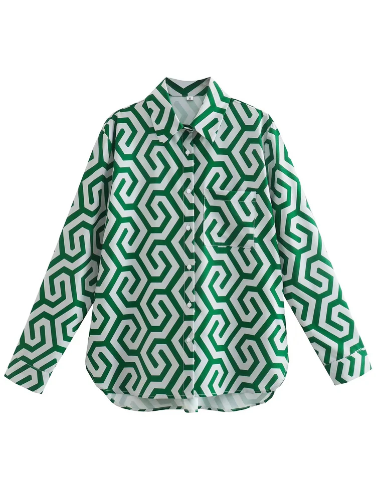 

Vacation Geometric Collar Regular Sleeve Spring/autumn