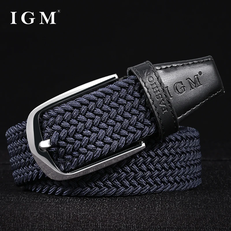 Summer Trendy Breathable Elastic Canvas Woven Belt Men's Needle Button Perforated Belt Youth Student Casual Belt