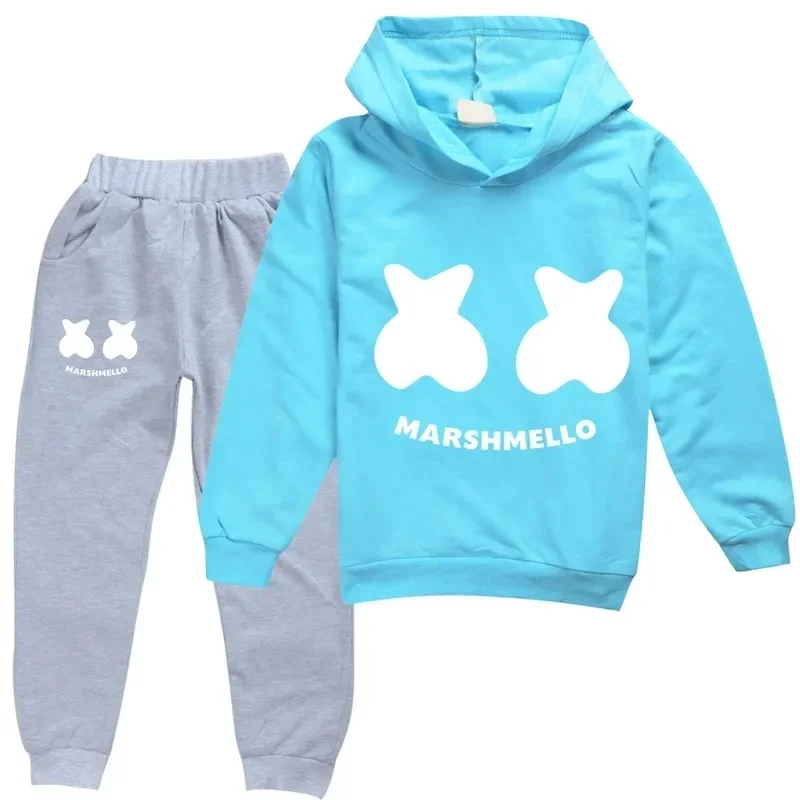 Фото Комплект одежды DJ Marshmello 26Y, комплекты одежды для малышей, толстовки для подростков, брюки, спортивные костюмы из 2 предметов K7IB1 №2