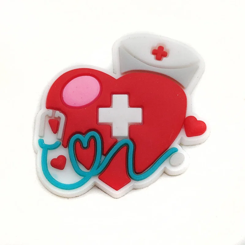 Hot Sale 1pcs Doctor Nurse Stethoscope Shoe Charms Accessories Fits for Croc Decorations Kids Adult Birthday Party Gifts