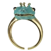 2022 cute green queen frog opening ring golden wedding youth three dimensional frog animal adjustable ring new gift