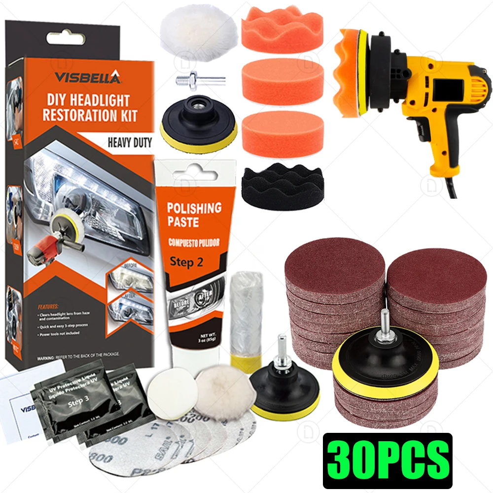 Headlight Restoration Kit Car Light Polisher Restorer Repair