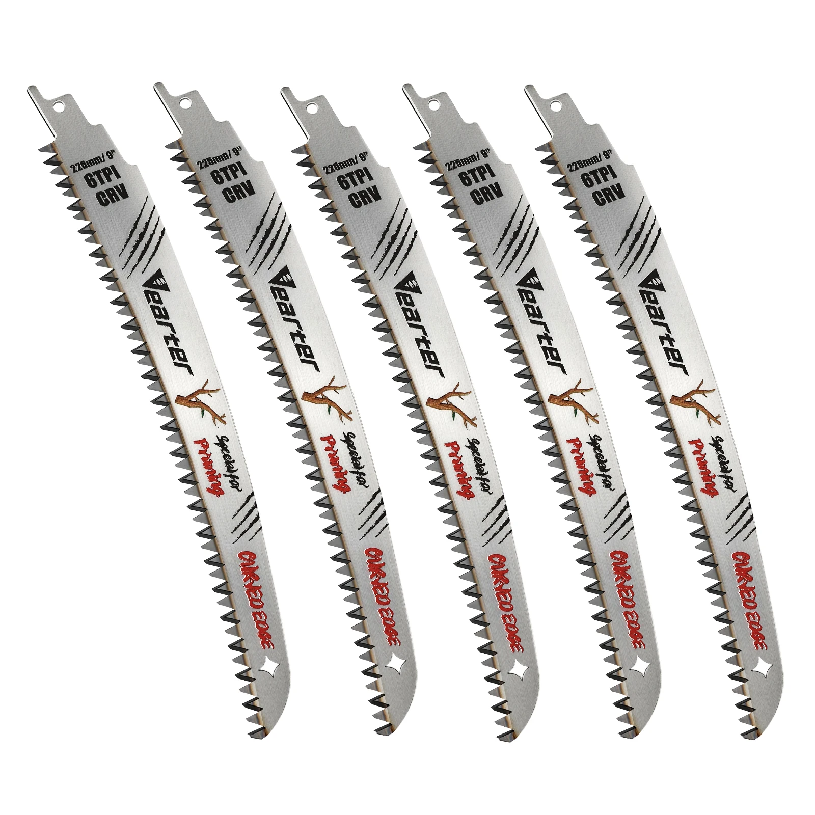 9-дюймовые полотна для сабельных пил, 5 шт., полотна для обрезки древесины с японскими зубьями 6TPI с изогнутым краем для обрезки деревьев