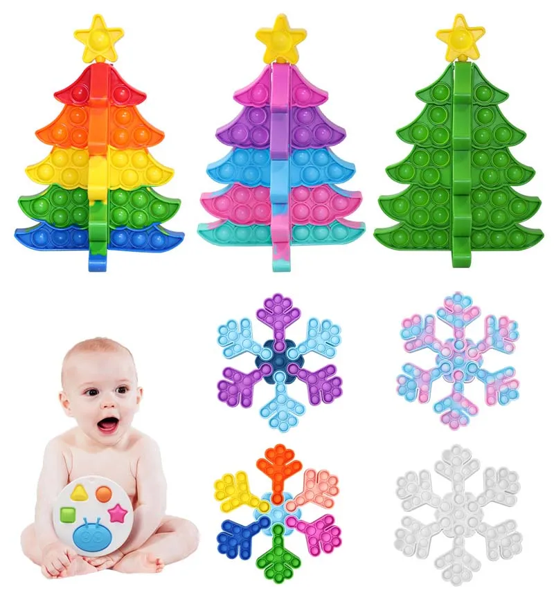 

Baby Push Bubble Pop Fidget Sensory Toy Pop Up Toys Silicone Stress Reliever Toy 3D Christmas Tree Pop Fidget Toy for Children