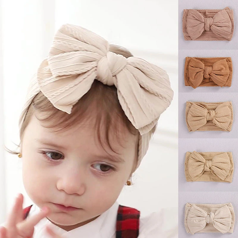 

Double Bow Baby Girl Headband Solid Color Bowknot Headwear Small Fresh Sweet Newborn High Elastic Turban Headwrap Accessories