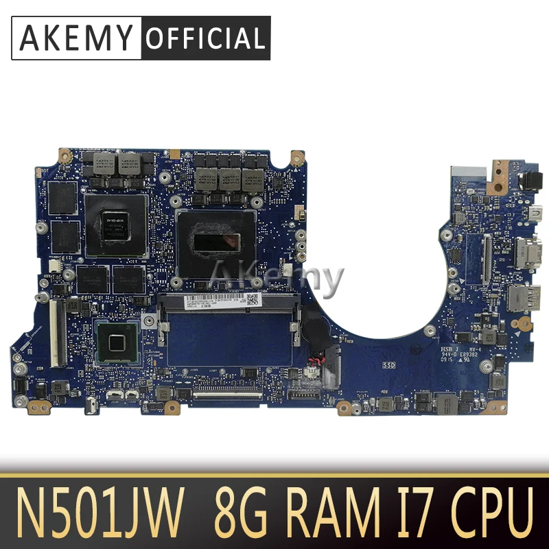 

Akemy N501J motherboard For ASUS N501JW UX501J G501J UX50JW FX60J laptop motherboard N501JW 8G RAM rev2.1 I7 cpu PM