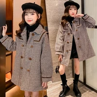 girls wool coat jacket outerwear 2022 black warm thicken plus velvet winter autumn cotton%c2%a0school teenagers childrens clothing
