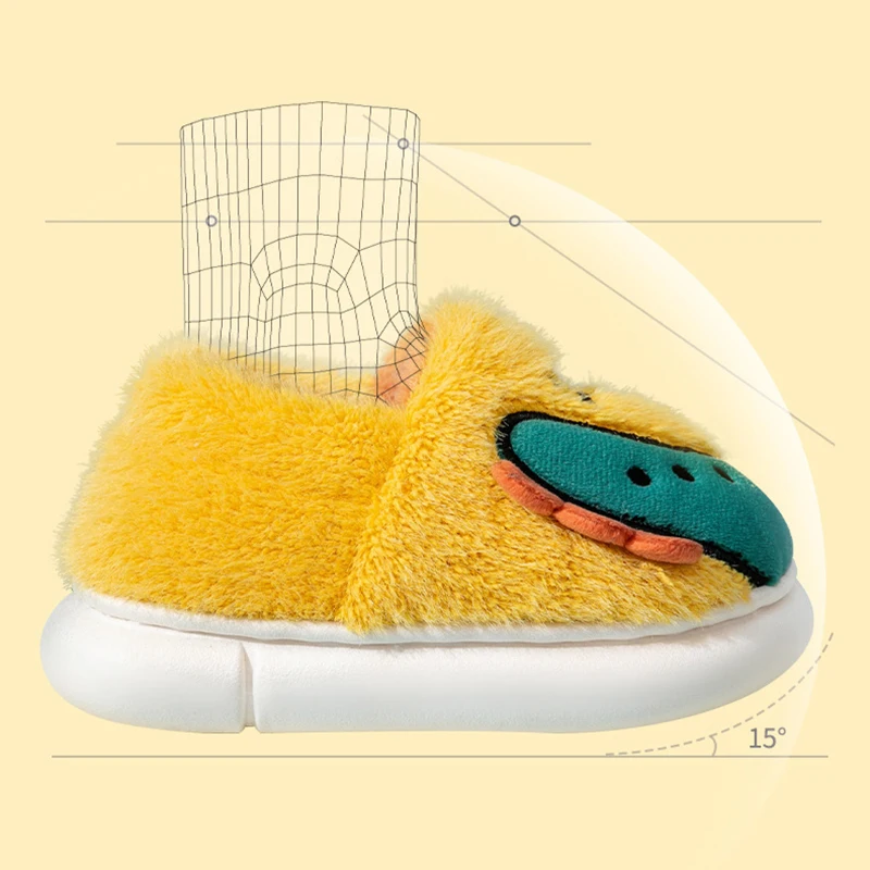 Детские Мультяшные плюшевые тапочки с вышивкой динозавра зимние мягкие