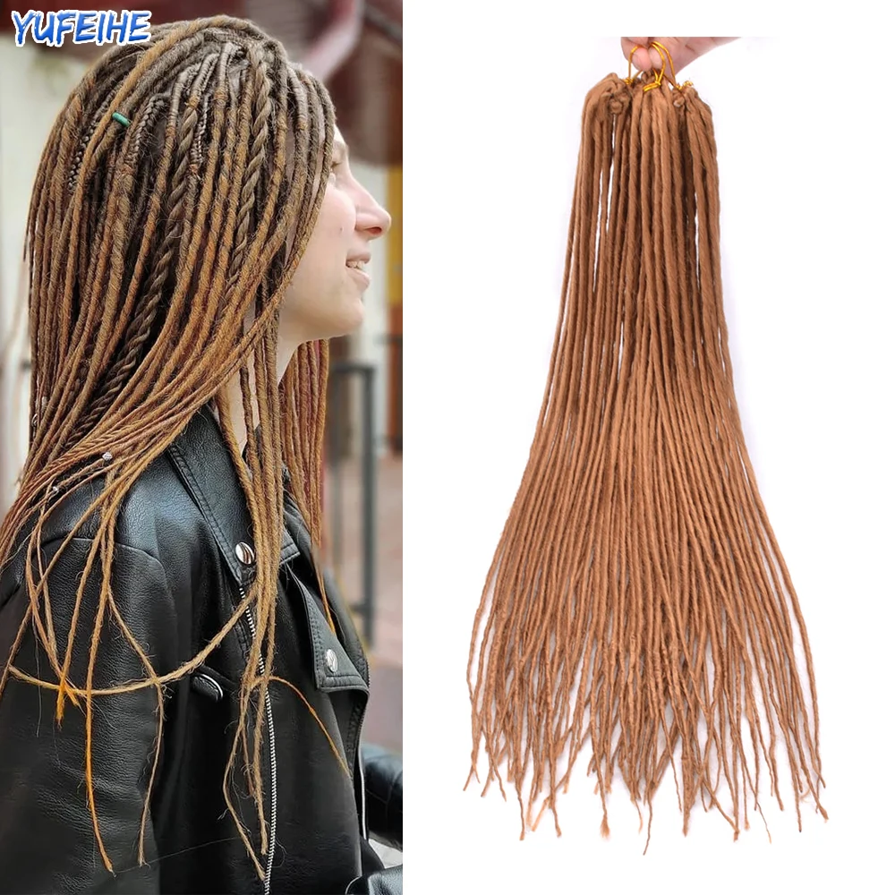 

Crochet Hair Dreadlocks Hair Synthetic Crochet Braids Hair Extensions Faux Locs Knotless Hairpiece 22'' For Women Colored Blonde