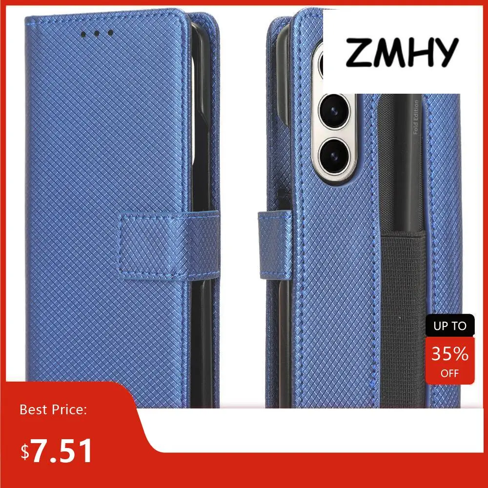 

For Samsung Galaxy Z Fold5 Case Diamond Pattern PU Leather With Wallet Bag Kickstand Shell Drop-proof Shockproof Phone Cover