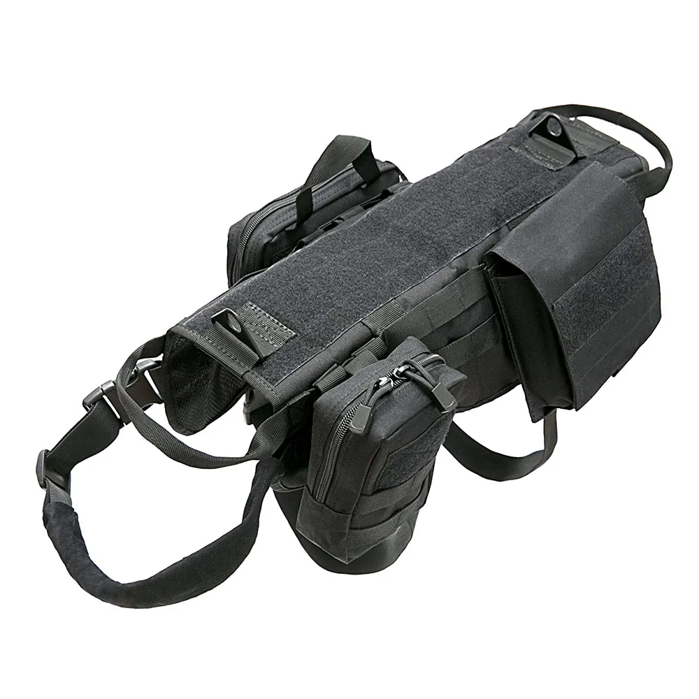 

Tactical Dog Harness with Pouches Molle Vest K9 No-Pull Handle Comfortable Adjustable Outdoor Training Harness