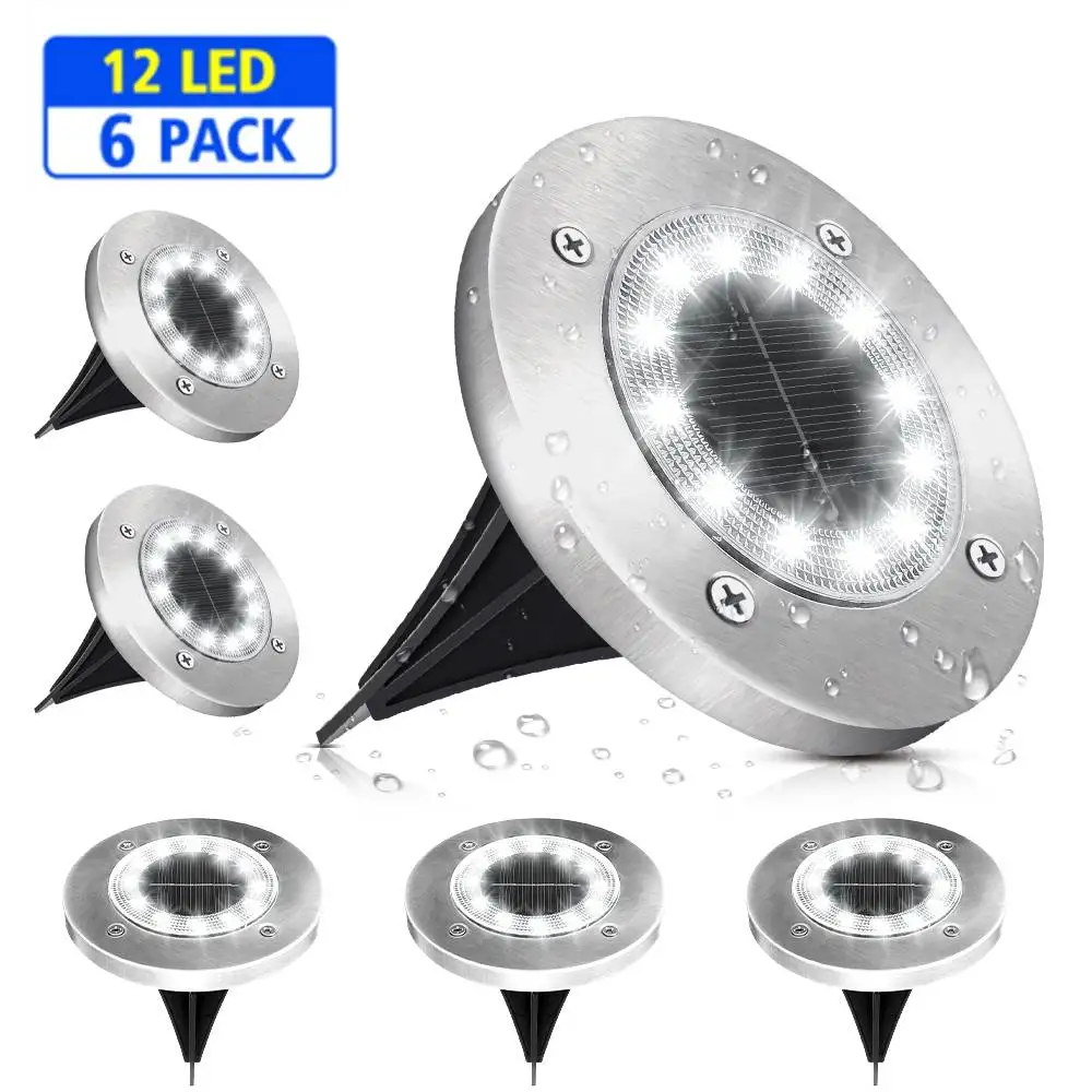 

6PCS LED Solar Power Path Light 12 LED Solar Disk Light Outdoor Garden Solar Underground Lamps Spotlight Solar Lamp Garden Decor