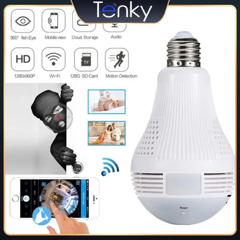 

Wifi Bulb Camera Fisheye 360 Panoramic Wireless Panoramic Cam Baby Monitor Lighting Remote Monitor Camera 960p Home Security Cam