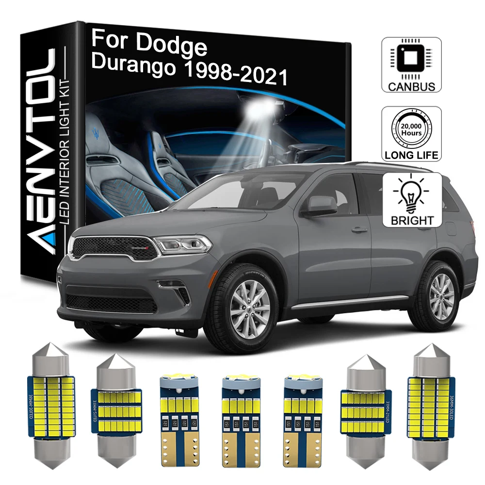 AENVTOL-luz LED Interior Canbus para coche, accesorios para Dodge Durango 1998, 1999, 2007, 2008, 2009, 2013, 2014, 2015, 2016, 2017-2020, 2021