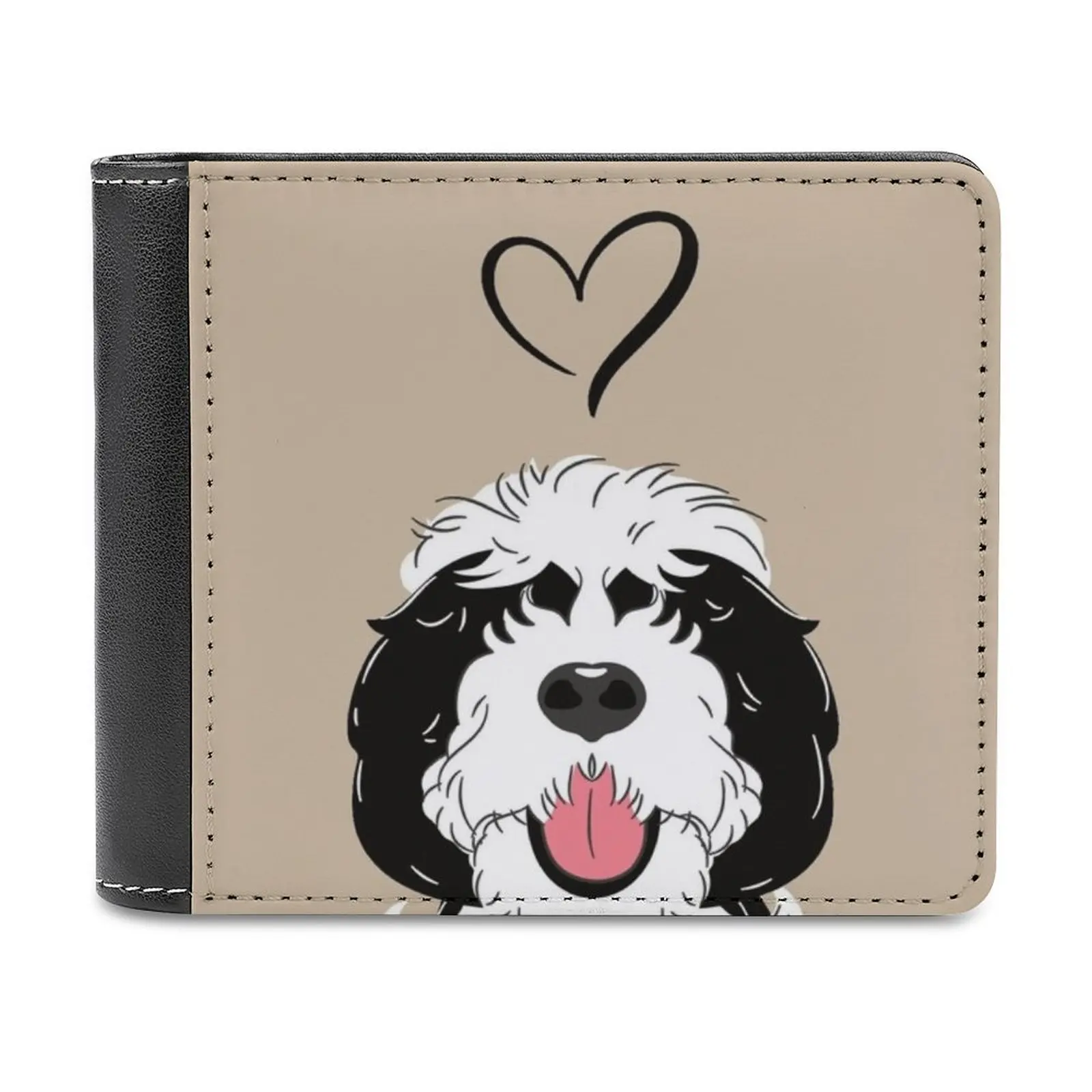 

Женский кошелек из черной и белой овчины