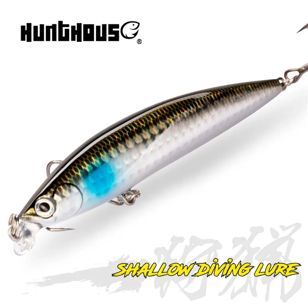 

Hunthouse Minnow Fishing Lure Hard Bait Floating 78mm/8.5g 98mm/13g 118mm/19g Rolling Wobblers For Seabass Pike Spinning Tackles
