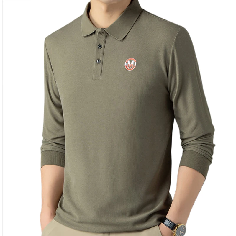 2024 мужская весенне-осенняя новая футболка с лацканами высокая вес повседневная