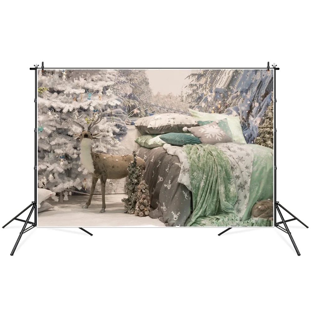 

Фон для фотосъемки с изображением рождественской елки оленя кровати комнаты фотография задний фон для фотосъемки реквизит