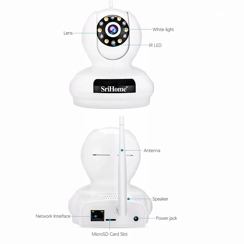 IP-камера Srihome SP019 2 4 МП дюйма Wifi 4-кратный зум |