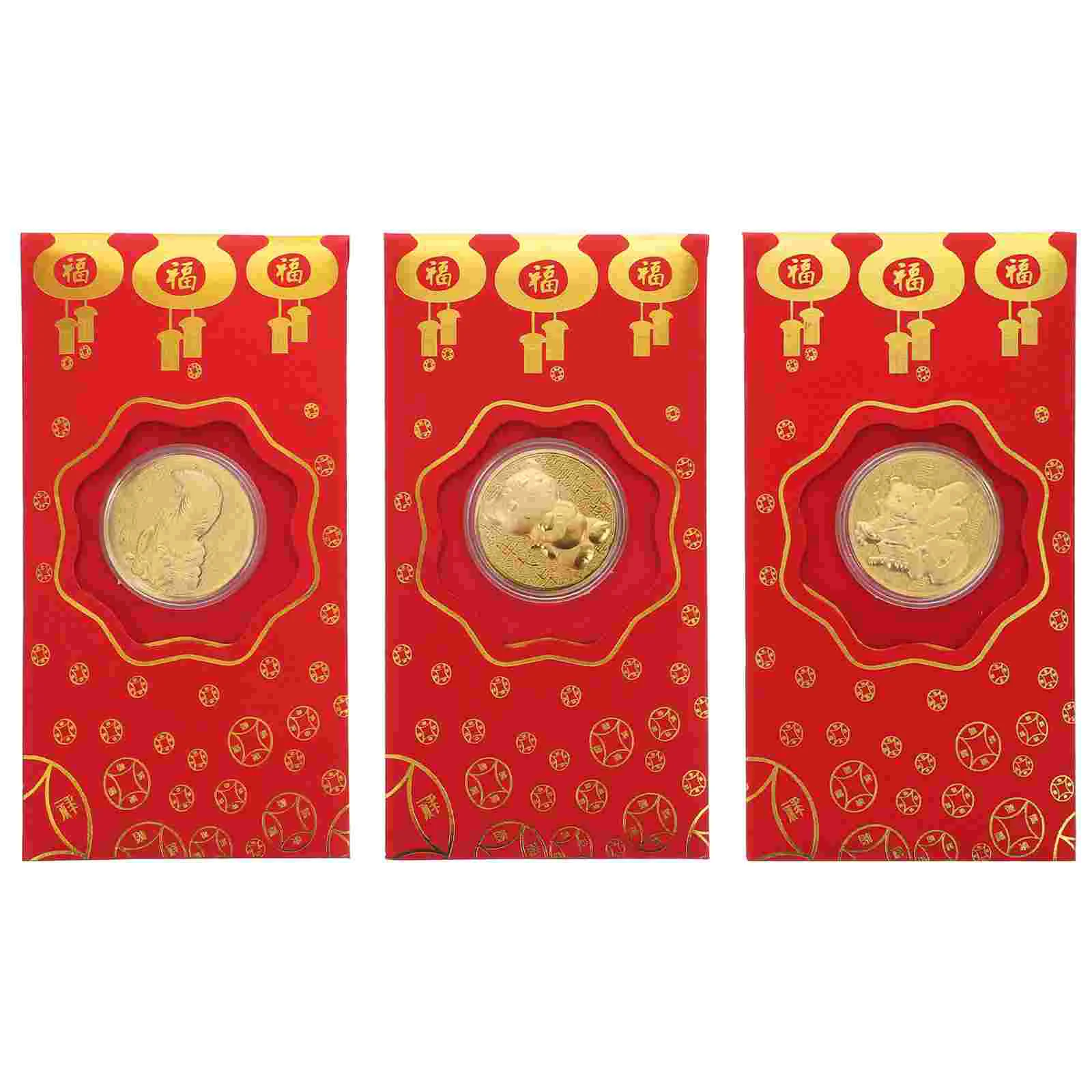 

3Sets New Year 2022 Red Packets Cartoon Hongbao New Year Money Luck Money Gold Envelopes Chinese New Year Decoration
