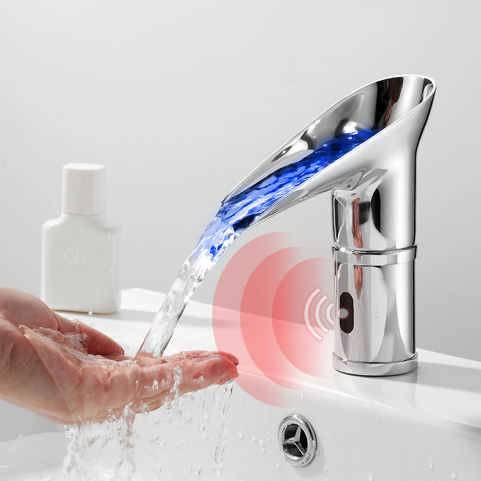 

Smart Sensor Waterfall Basin Faucet Automatic Sensor Bathroom Faucet Washbasin Pull Out Bathroom Sink Faucet