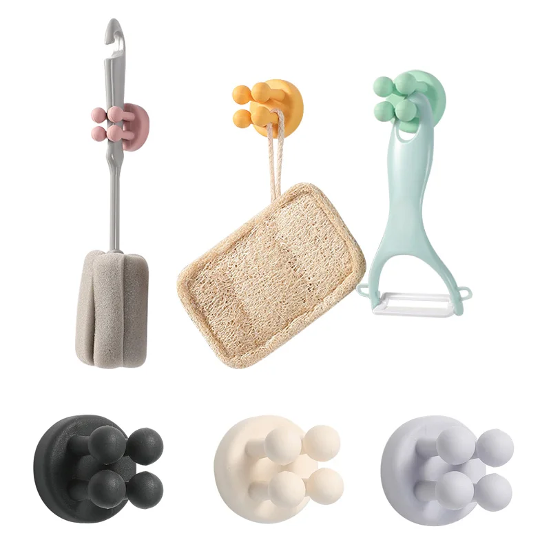 

Universal Hook Self Adhesive Silicone Hook Kitchenware Clip Bathroom Toothbrush Toothpaste Razor Rack Waterproof Storage Tools