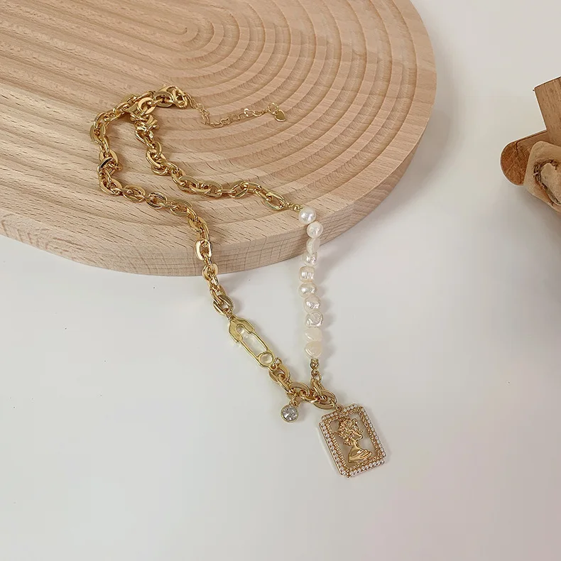 

Irregular Pearl Asymmetric Choker Necklaces Women Vintage Chain Necklaces & Pendants Gold Collar Collier Femme Jewelry ожерелье