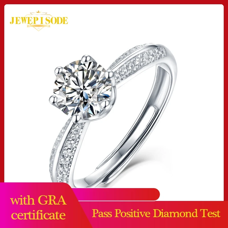 

Jewepisode Luxury 1ct 2ct 3ct Real Moissanite Wedding Engagement Rings Solid 925 Sterling Silver Ring Wholesale Drop Shipping