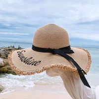 fashion wide large brim cap for woman bucket hat summer visors hats ladies sun beach straw hat foldable female uv protection cap