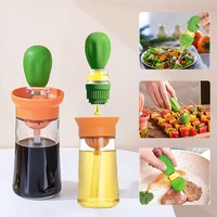 kitchen silicone oil bottle with brush oil dispenser baking barbecue grill oil brush for outdoor camping barbecue cooking tool