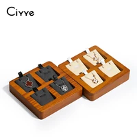 ciyye beige dark grey square wooden jewelry display tray for ring pendant bangle jewelry accessories organizer ornament