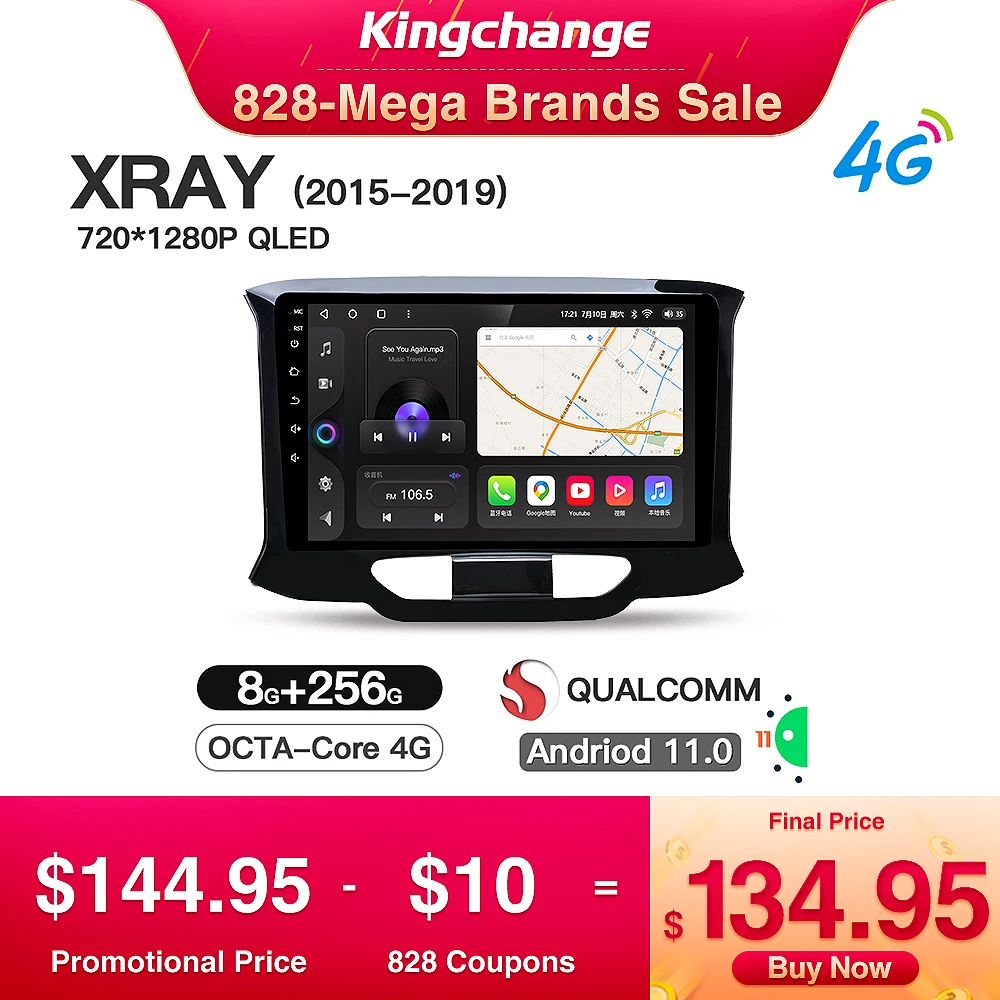 Автомагнитола Kingchange мультимедийный видеоплеер навигация для LADA Xray 2015-2019 стерео BT