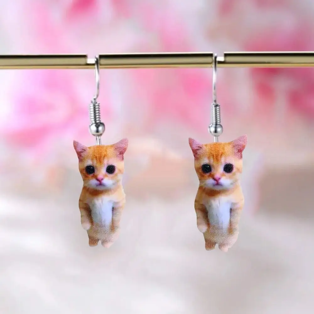Женские акриловые серьги-подвески в виде кошки