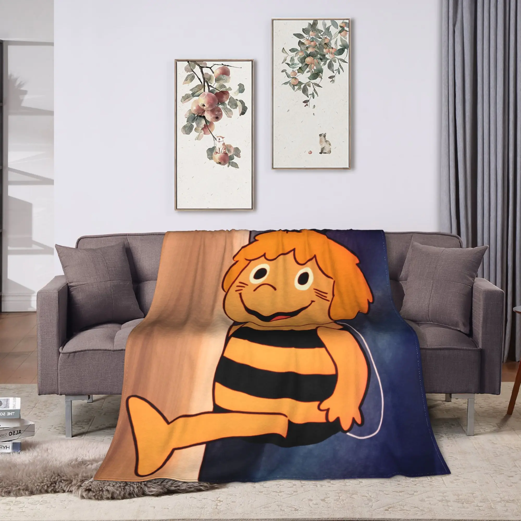 Фото Плед M-Maya the B-Bee: Теплый, забавный, плюшевый плед для мальчиков и девочек, фланелевое покрывало для спальни №2