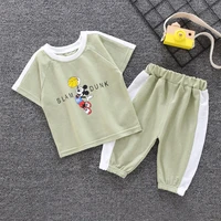 childrens summer suits girls short sleeved suits childrens sports and leisure cropped pants suits casual sets girls